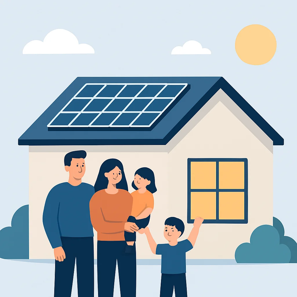 Family enjoying energy-efficient home