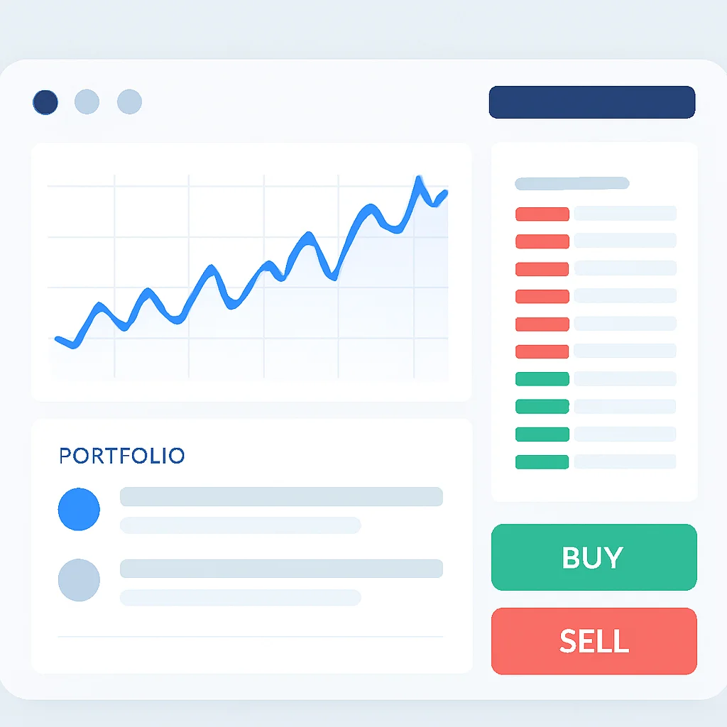 Modern handelsplatform gebruikersinterface met real-time grafieken