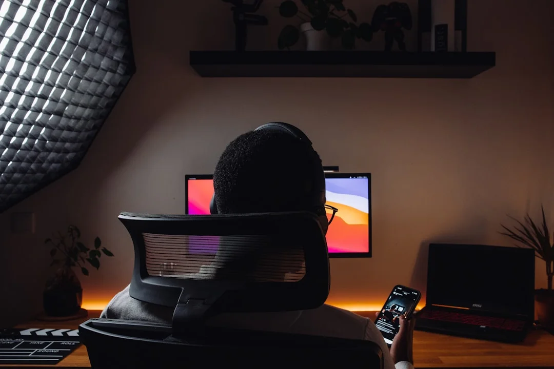 Ergonomic developer workstation with optimal monitor setup