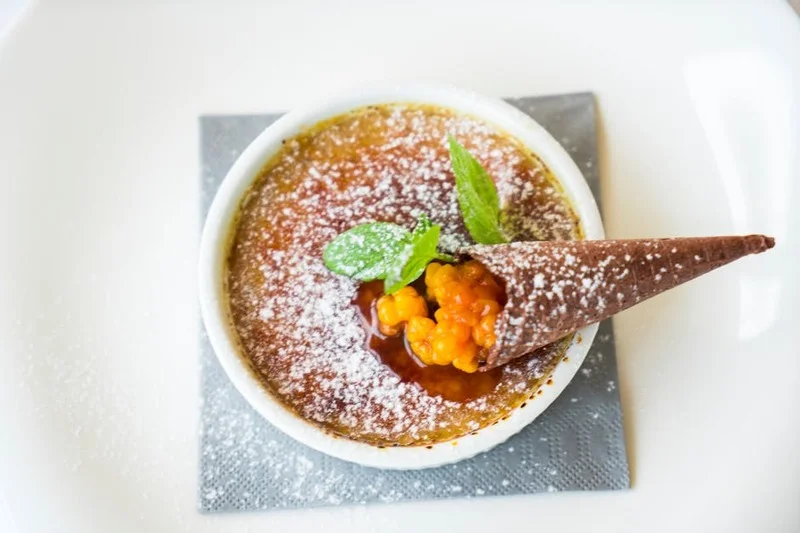 Modern deconstructed Crème Brûlée