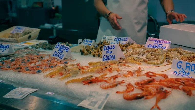 Fresh seafood platter with French delicacies