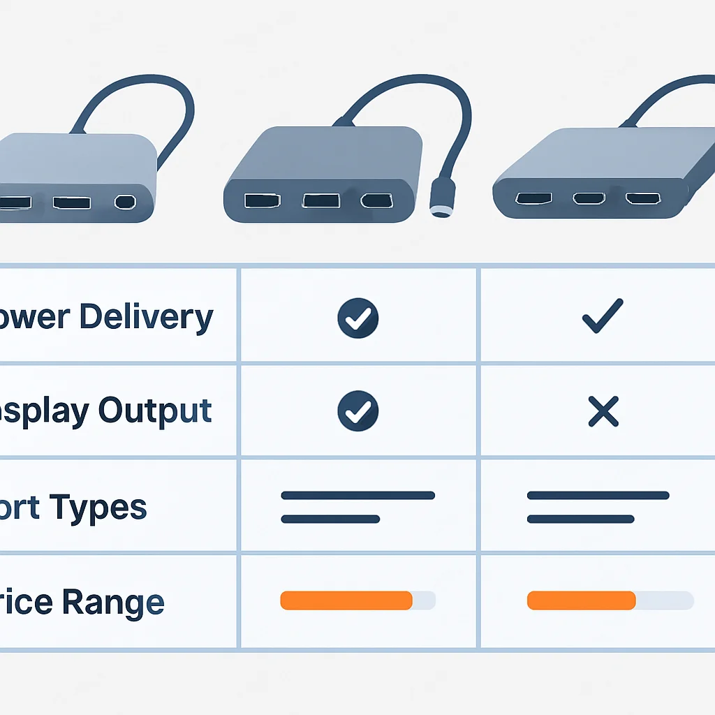 USB-C hub and docking station comparison table