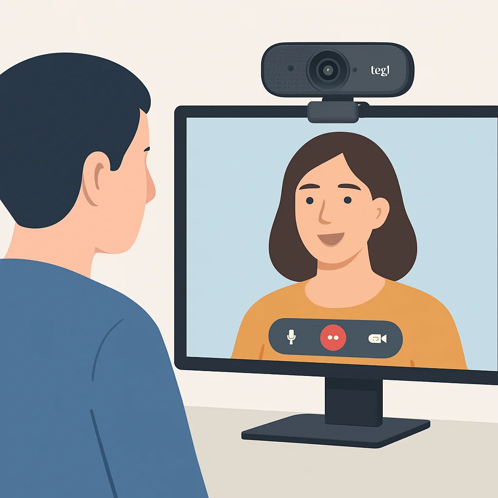 Logitech Brio 500 in use for professional video calls