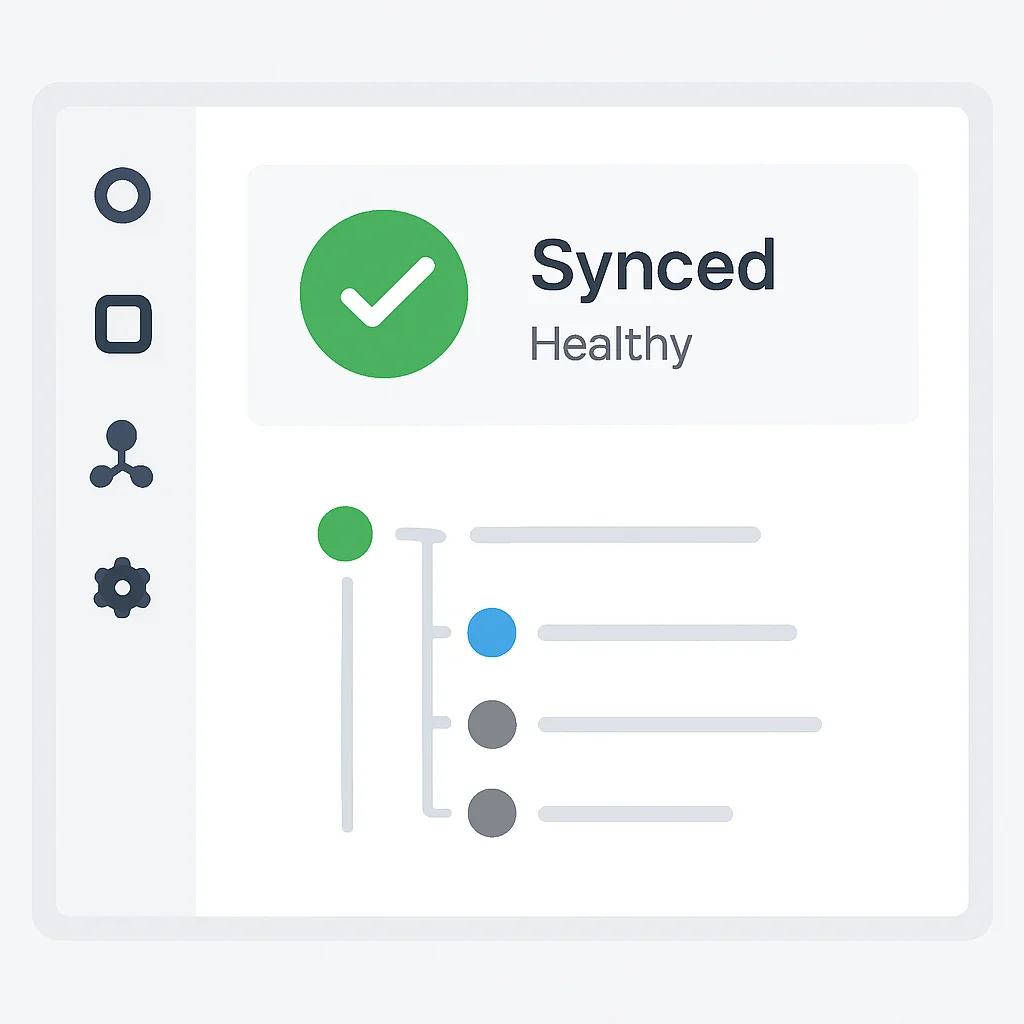 Argo CD application view with synced Nginx deployment