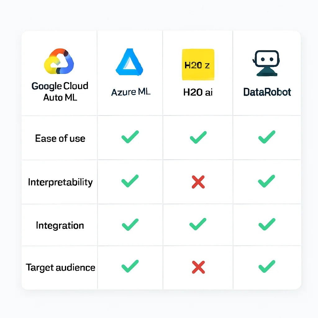 AutoML platforms comparison