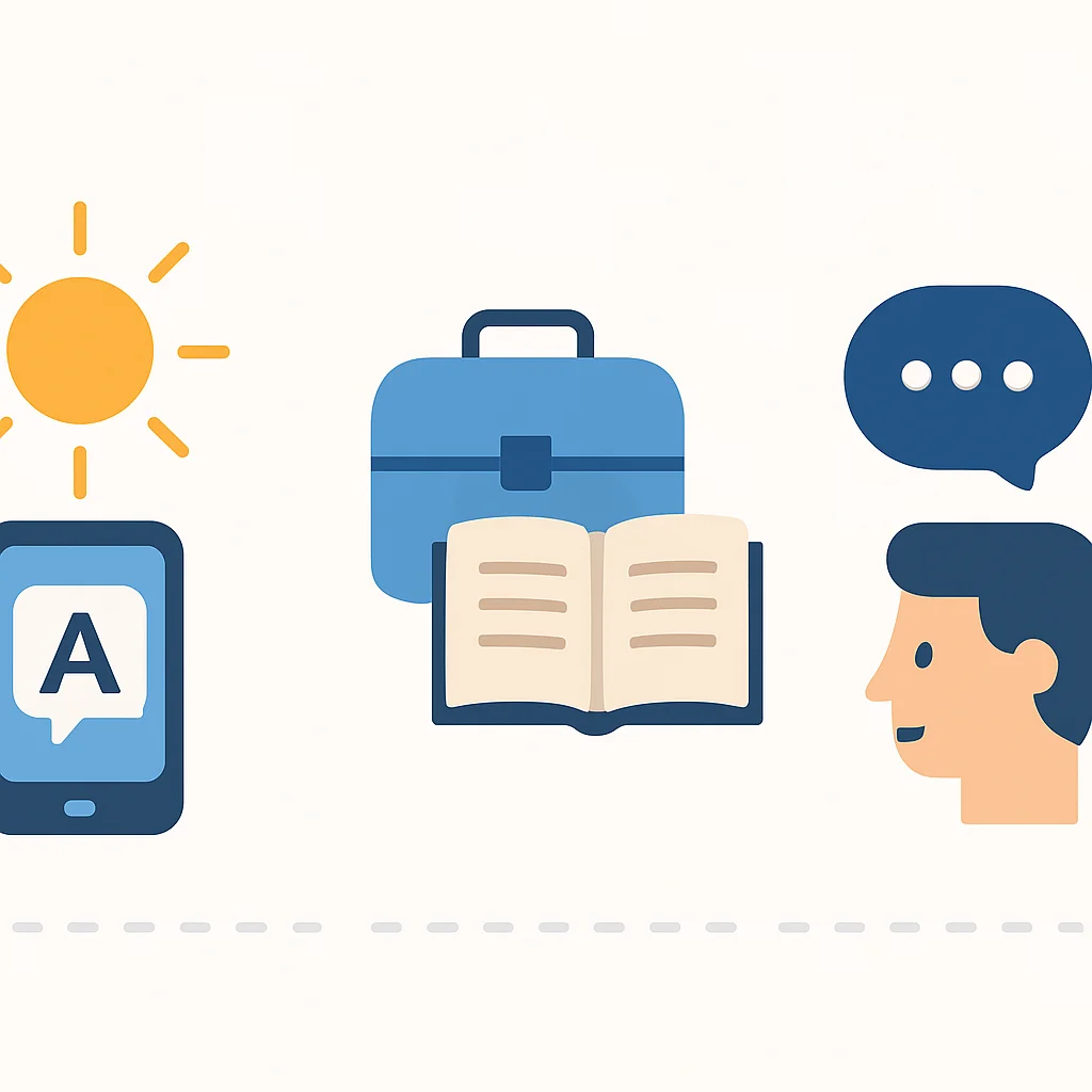 Daily language learning routine flowchart for developers