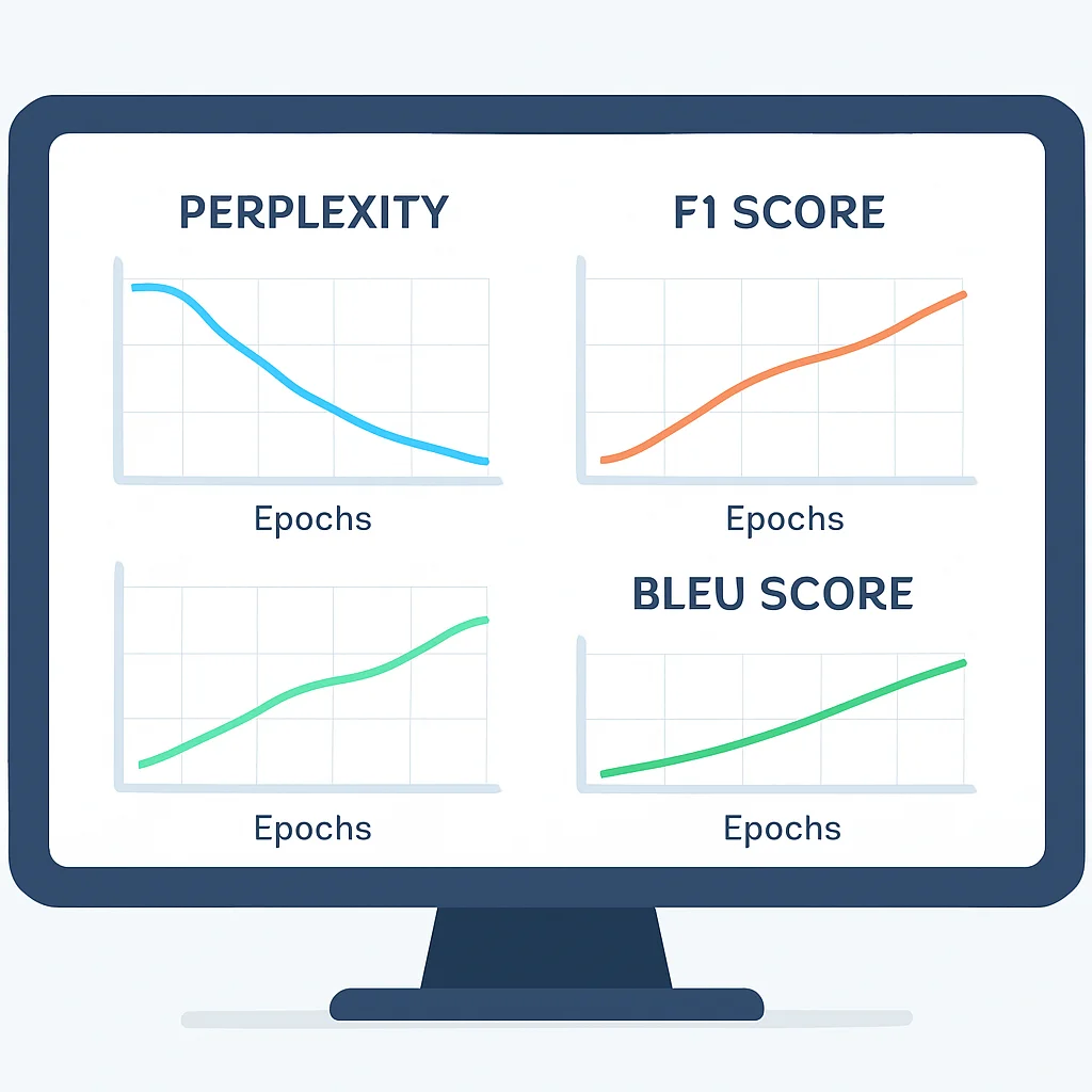 LLM training and evaluation metrics dashboard