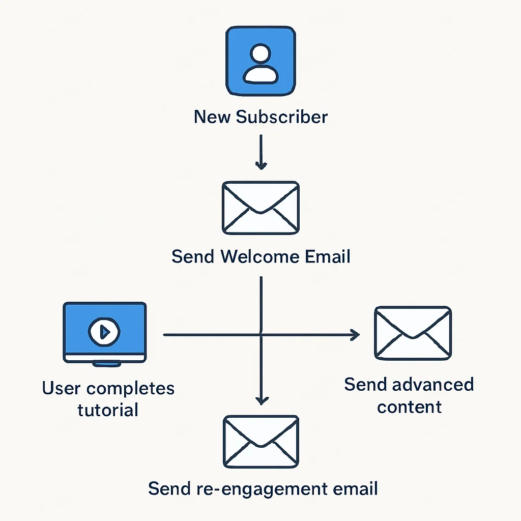 Email marketing automation workflow diagram for developers