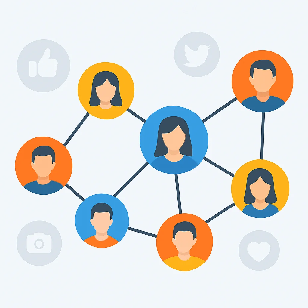 Social media networking and engagement diagram