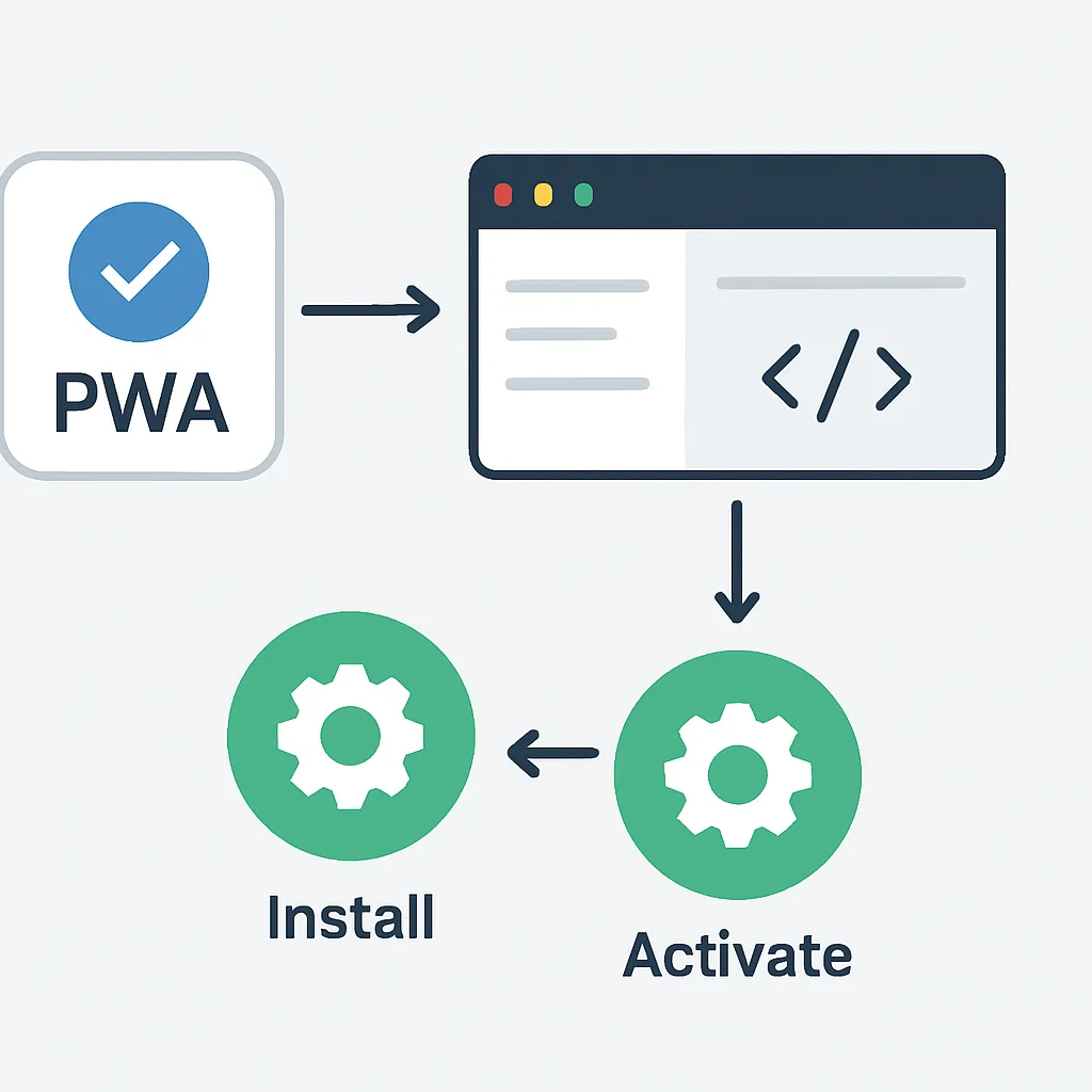 PWA debugging flowchart with browser developer tools