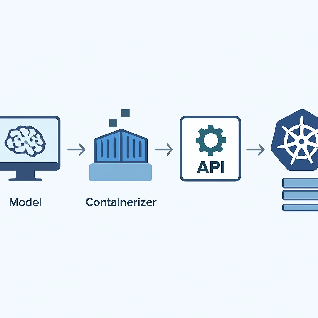 Model deployment flowchart with Docker and Kubernetes