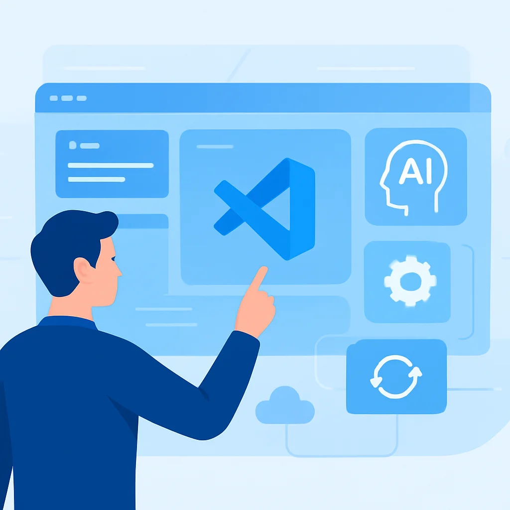 Futuristic VS Code environment with AI integration