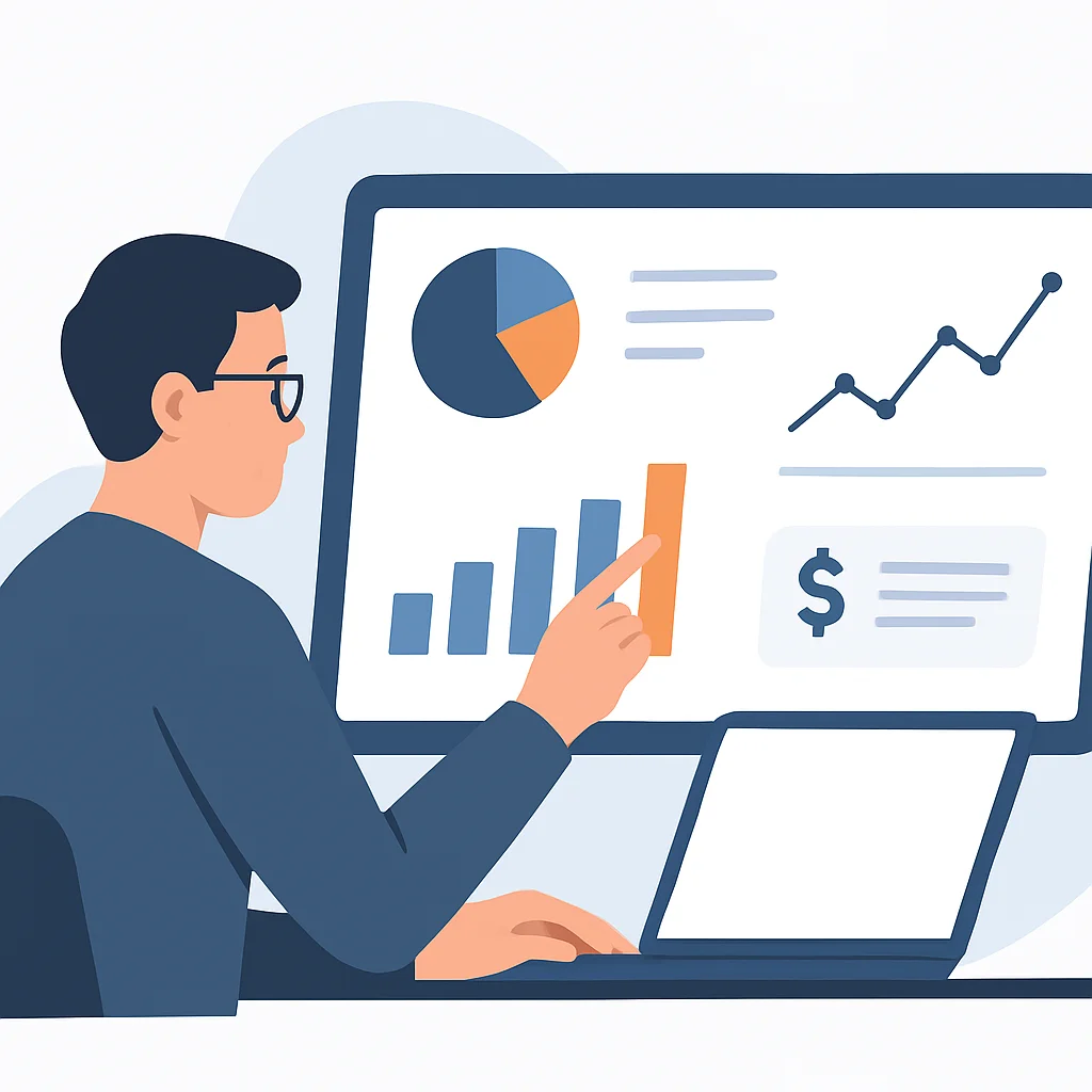 Developer working on financial analysis dashboard
