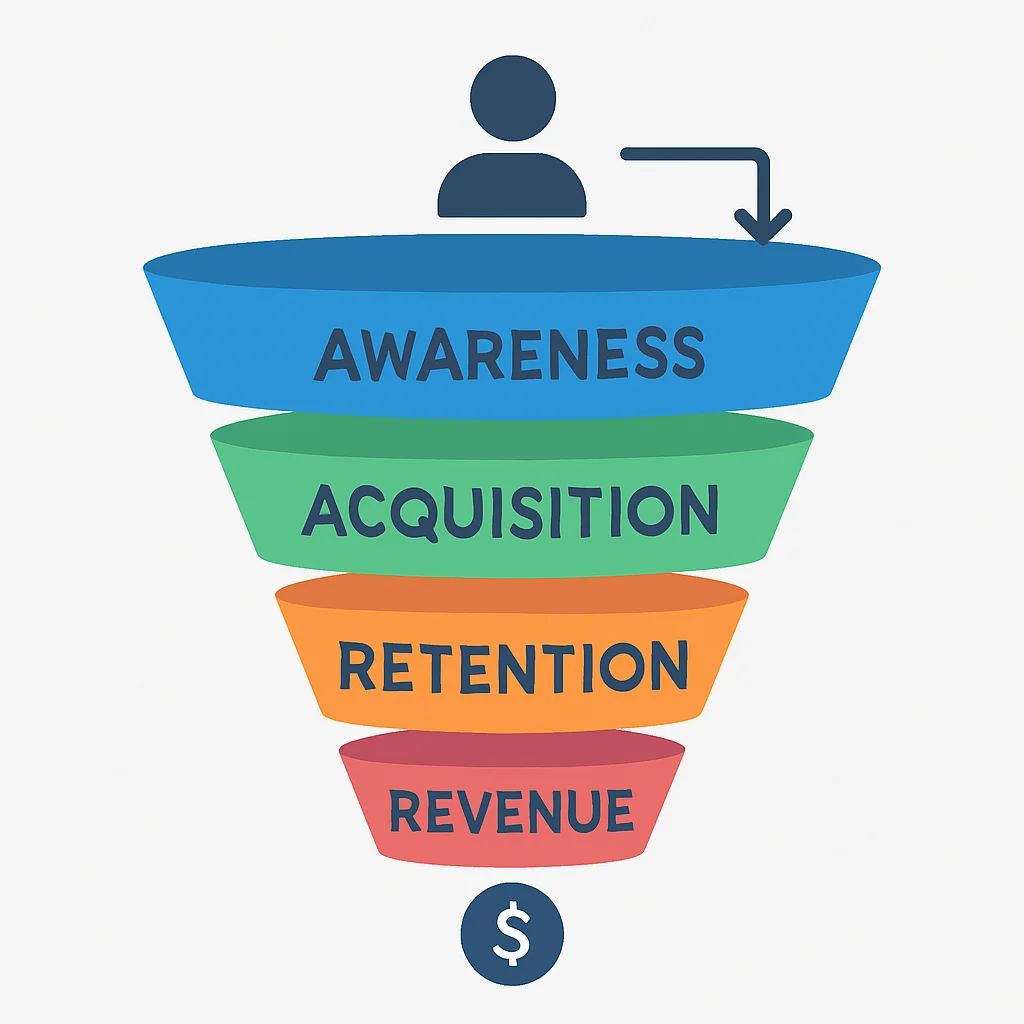 AARRR funnel diagram for growth hacking