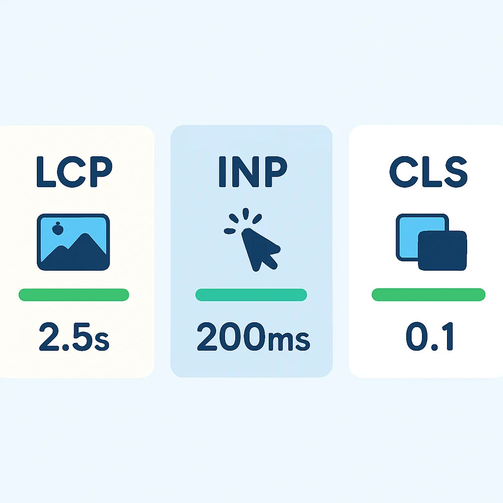 Core Web Vitals metrics illustration for web performance