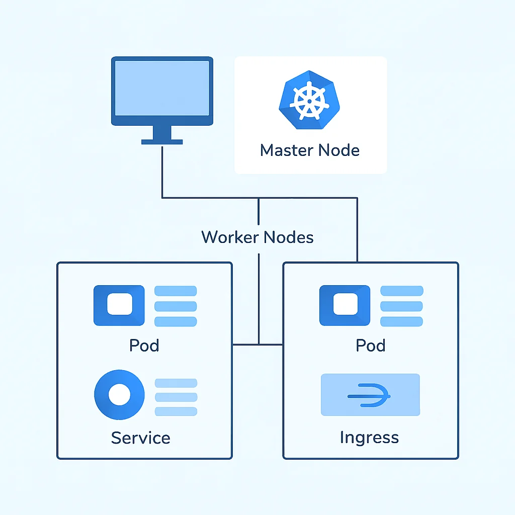 Kubernetes architectuurdiagram met componenten
