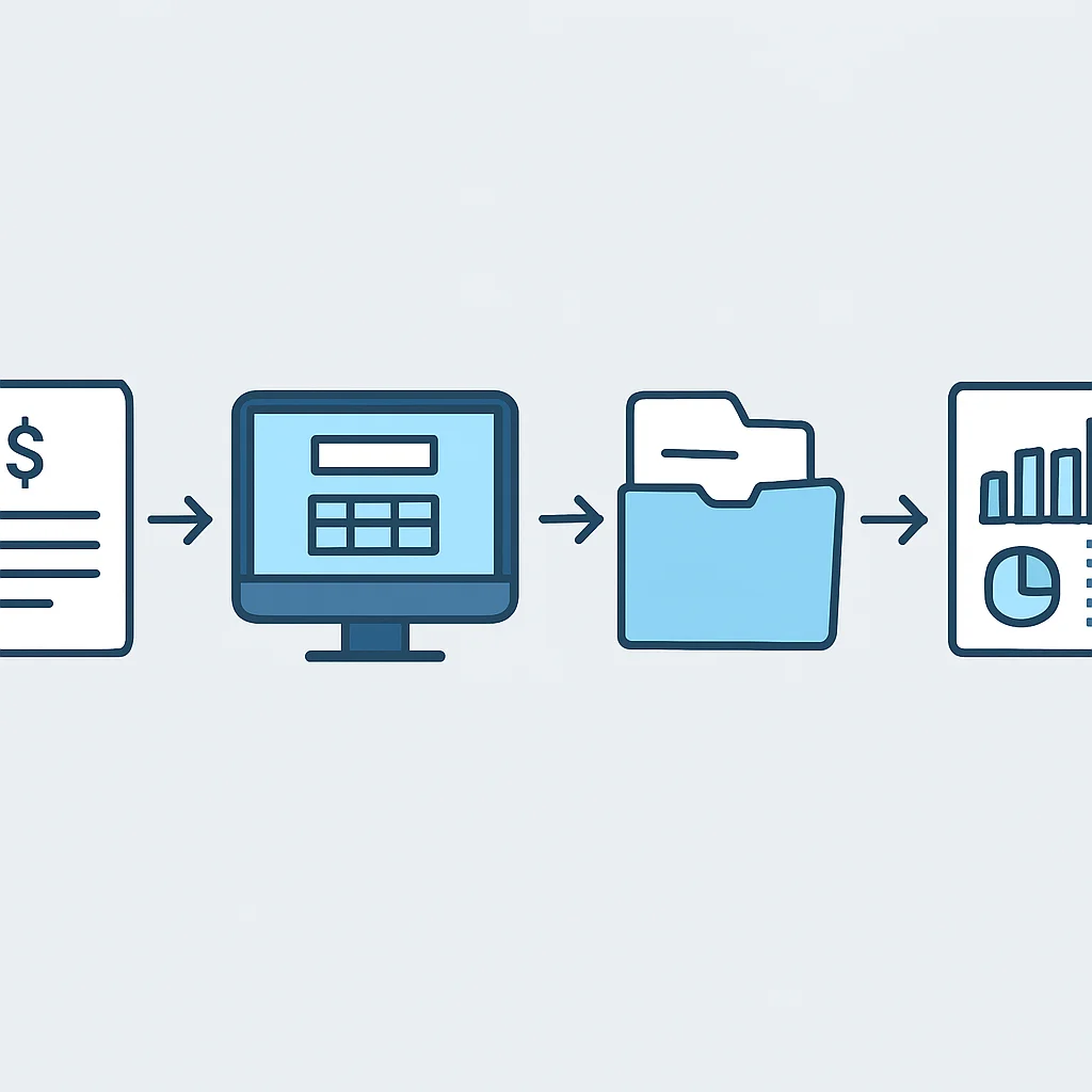 Diagram van digitale administratie workflow met BTW-rapportage
