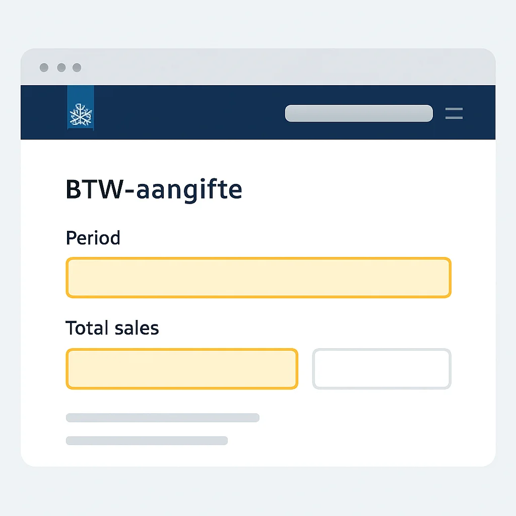 Screenshot van het ondernemersportaal van de Belastingdienst voor BTW-aangifte