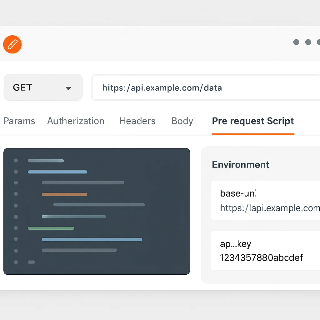 Postman UI with API request and script