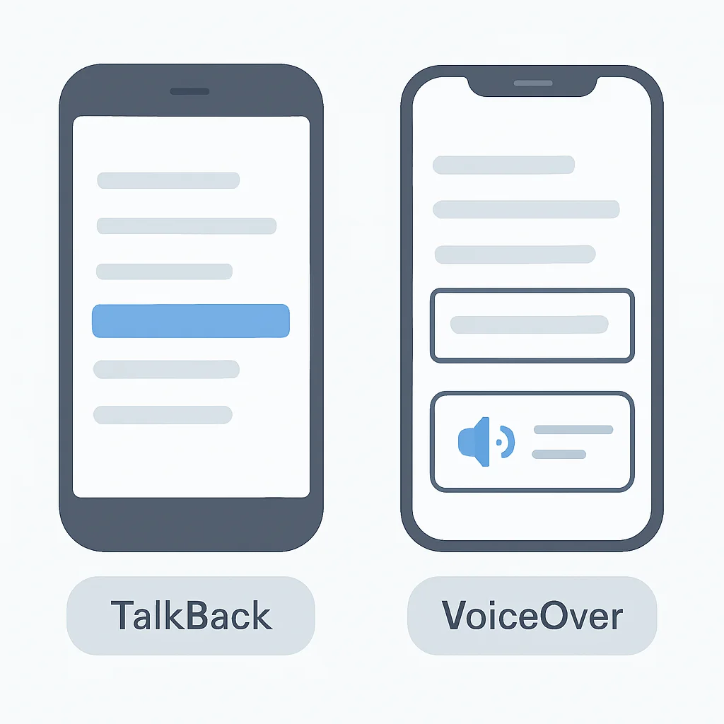 Android TalkBack vs iOS VoiceOver UI comparison