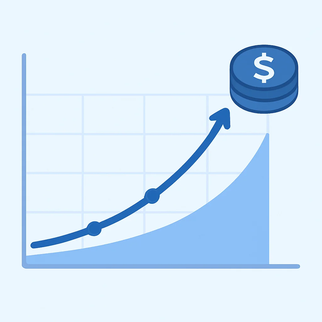 Investment growth timeline with compound interest